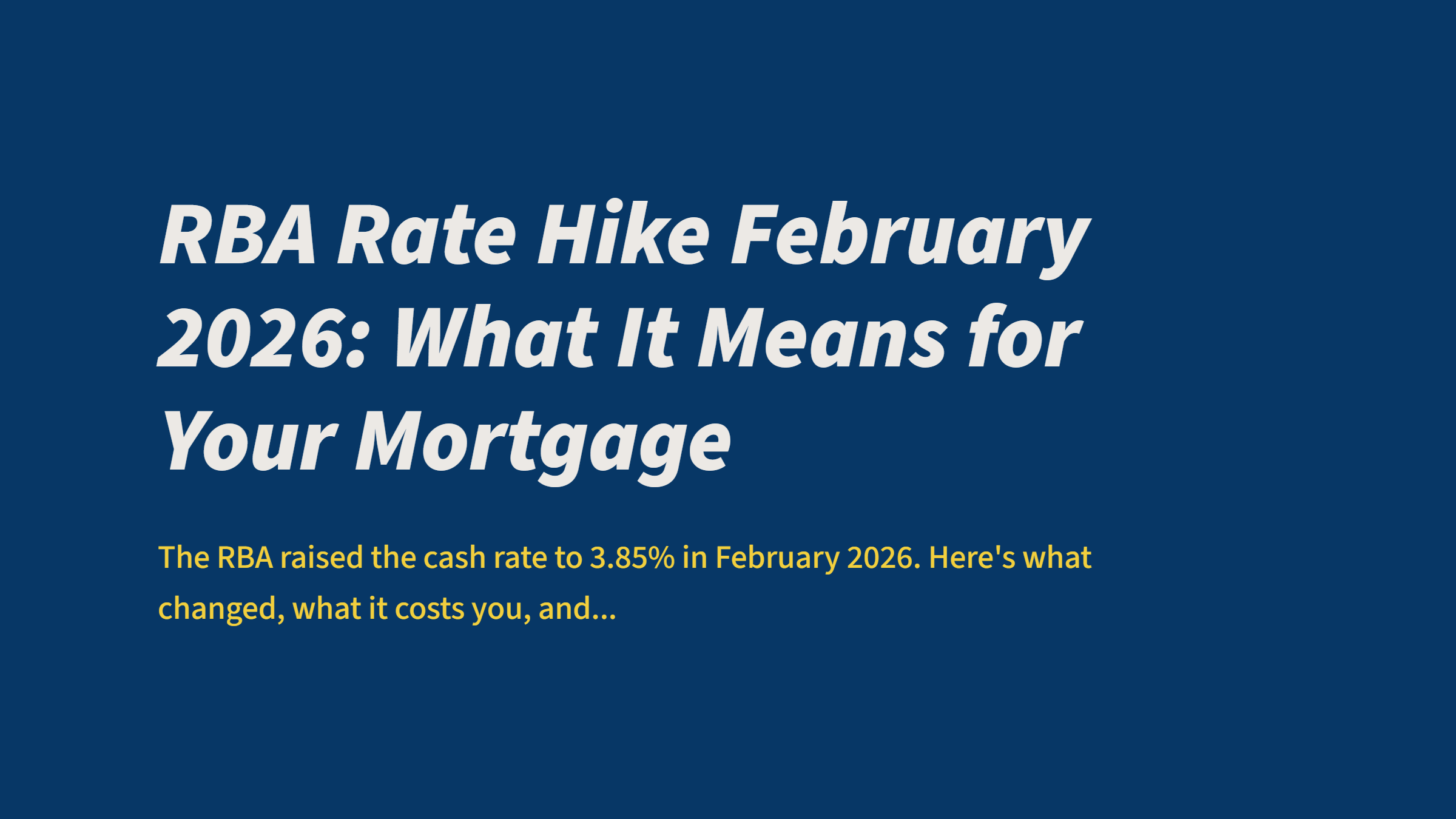 RBA Rate Hike February 2026: What It Means for Your Mortgage